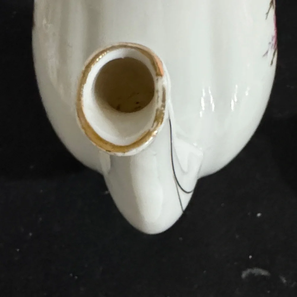 Royal Sealy Teapot China Moss Rose Japan Vtg